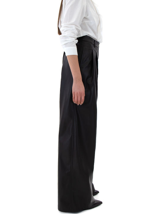 Dama Talie înaltă Piele Pantaloni Brown