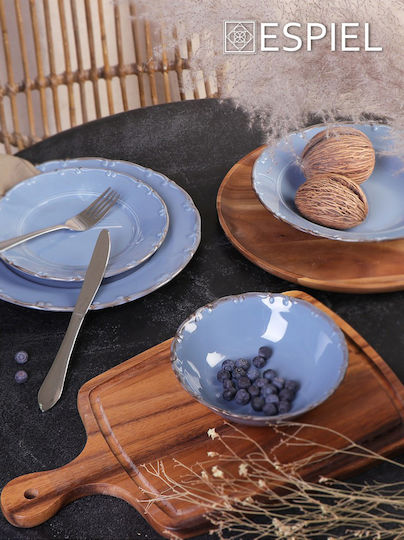 Espiel Liana Plate Soup made of Porcelain Light Blue 23cm 6pcs