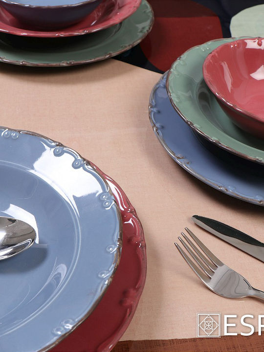 Espiel Liana Plate Soup made of Porcelain Light Blue 23cm 6pcs
