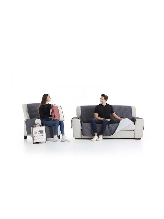 Sofazip Ελαστικό Κάλυμμα Τριθέσιου Καναπέ Dark Grey - Light Grey 160εκ.