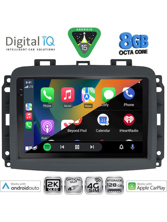 Digital IQ Car Audio System for Fiat 500L 2012 (Bluetooth/USB/WiFi/GPS/Apple-Carplay/Android-Auto) with Touch Screen 10"