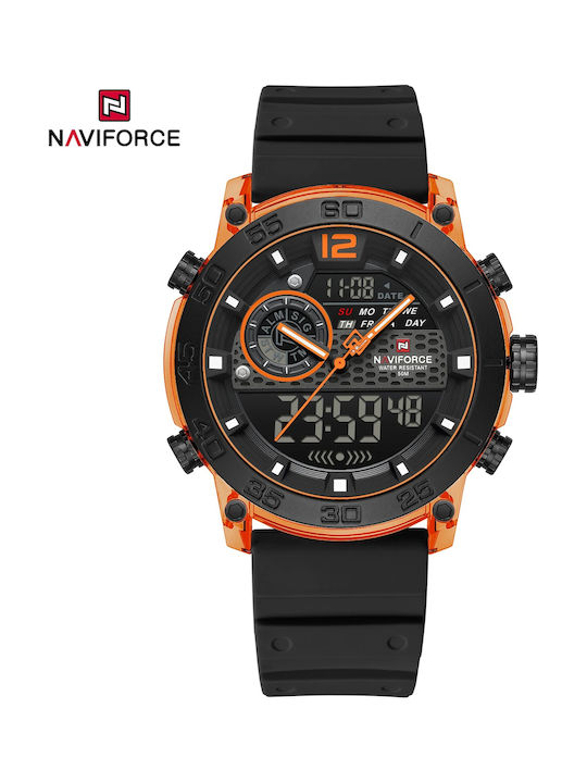 Naviforce Ceas Digital Bărbătesc 16mm cu Baterie cu Curea din Cauciuc Negru