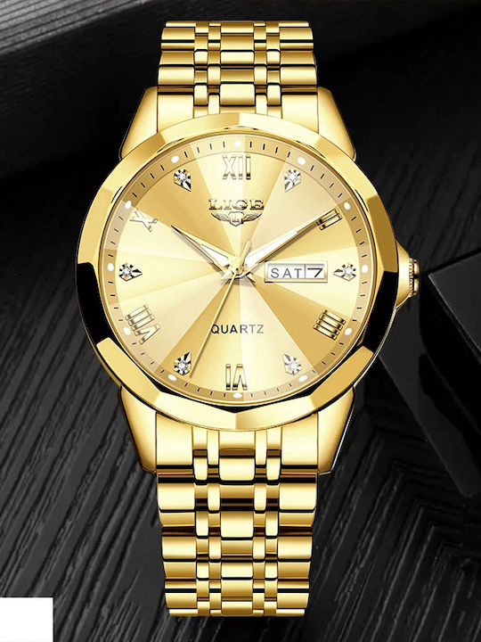 Lige Women's Watch with Gold Metal Bracelet