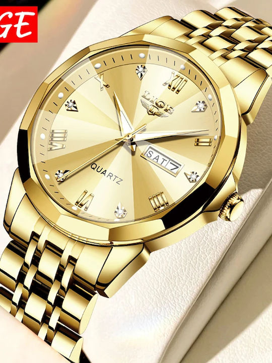 Lige Women's Watch with Gold Metal Bracelet