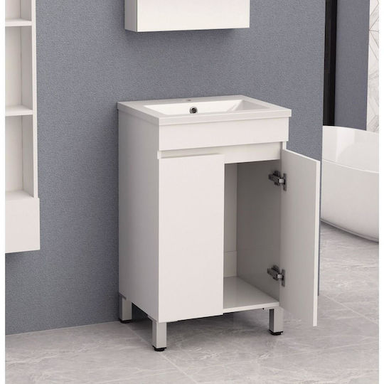 Inter Ceramic Πάγκος με Νιπτήρα Μ50xΒ39xΥ81cm Λευκός