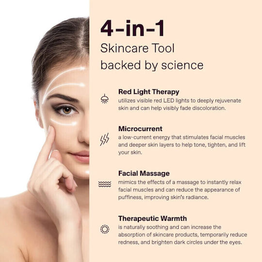 4 In 1 Facial Massage Device Alhena Microcurrent Red Light Therapy Facial Massage Therapeutic Heat Smoother Softer Rejuvenated Skin La005
