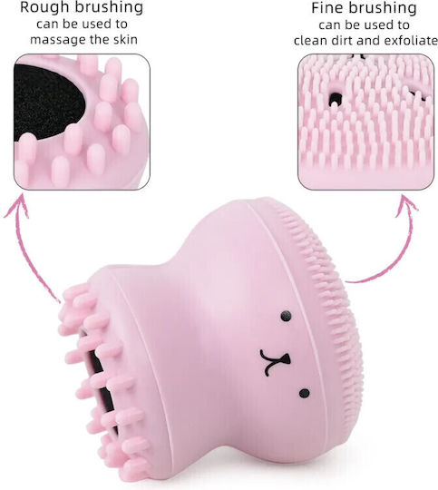 Silicone Facial Cleansing Exfoliating Brush Alhena Gel Reservoir Opens Pores Gently Removes Impurities Octopus Pink