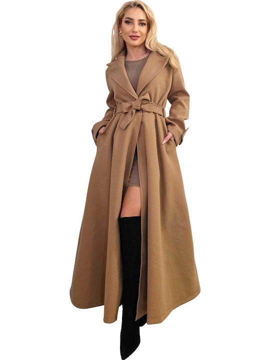 Femeie Cream Palton Oversized cu Nasturi