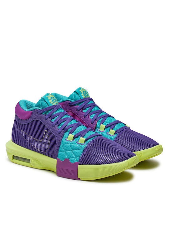 LeBron Witness 8 Ψηλά Μπασκετικά Παπούτσια Field Purple / Dusty Cactus / Light Lemon Twist / Λευκό