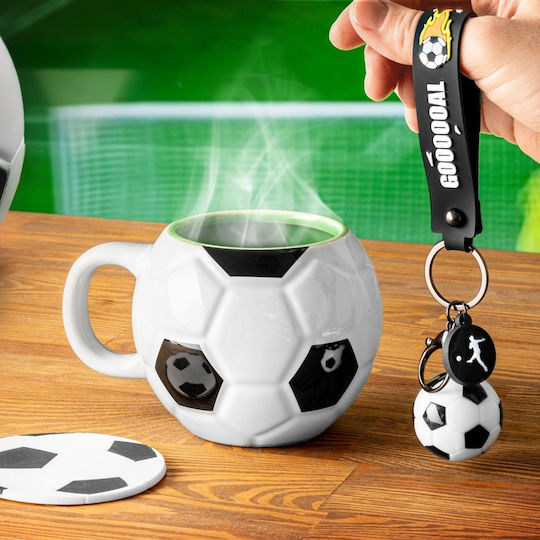 Set Cadou Fotbal 3 Bucăți Plastic Metal Ceramic 13 Cm X 11 Cm X 9 Cm 480ml