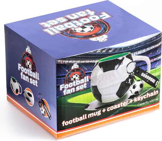 Set Cadou Fotbal 3 Bucăți Plastic Metal Ceramic 13 Cm X 11 Cm X 9 Cm 480ml