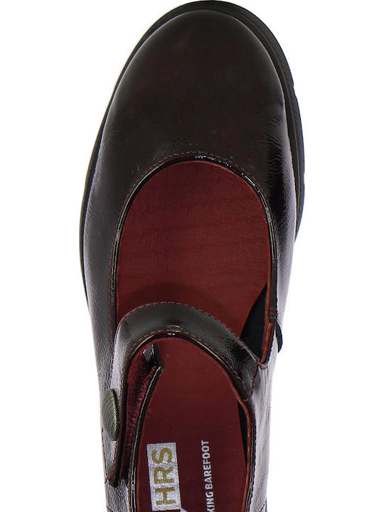 Leder Pumps mit mittelhohem Absatz Burgundisch