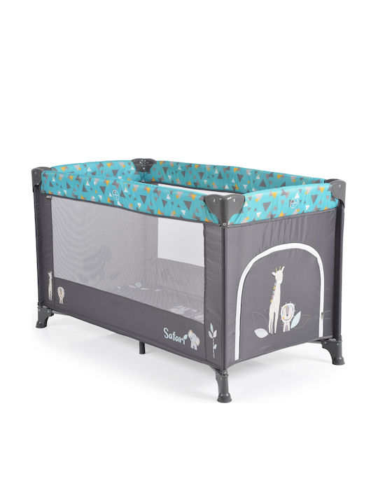 Moni Safari Παρκοκρέβατο με Στρώμα Μπλε 62x125cm