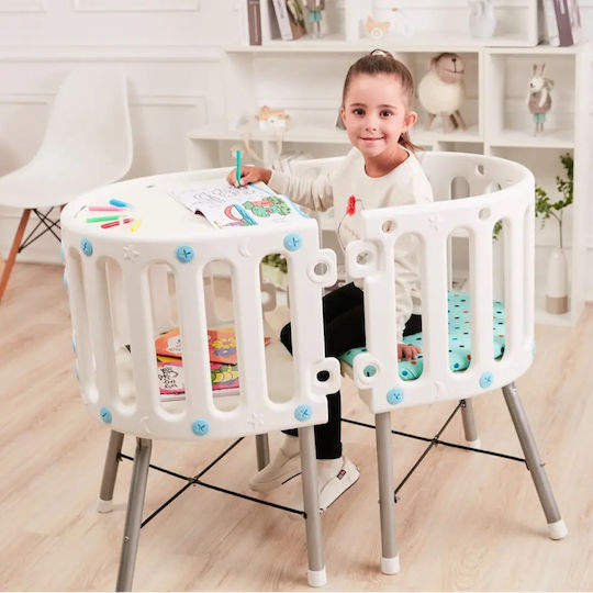 Little Mom Leagăn-Parc cu Saltea și Roți Albastru