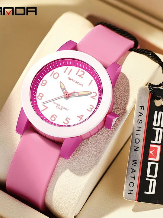 Sanda Kinder-Analoguhr mit Metallarmband Rosa