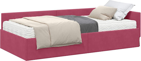 Einzelbett Mit Samt Grüner Samt Mit Lattenrost & Matratze 94x190cm