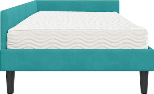 Single Wooden Bed Turquoise with Slats and Mattress 100x200cm