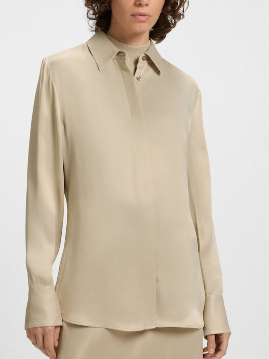 Women's Blouse Satin Beige