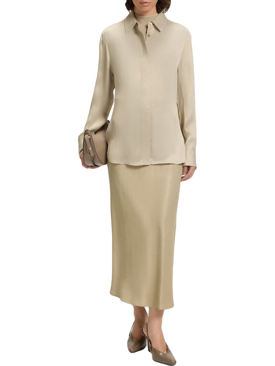 Women's Blouse Satin Beige