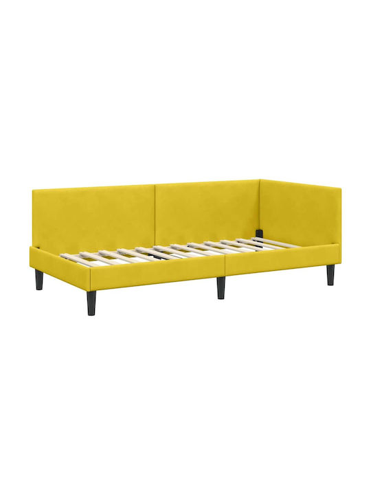 Einzelbett Mit Samt Gelb Mit Lattenrost & Matratze 94x190cm