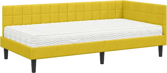 Einzelbett Mit Samt Gelb Mit Lattenrost & Matratze 94x190cm