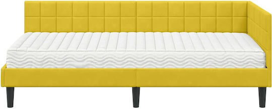 Einzelbett Mit Samt Gelb Mit Lattenrost & Matratze 94x190cm