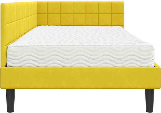 Einzelbett Mit Samt Gelb Mit Lattenrost & Matratze 94x190cm