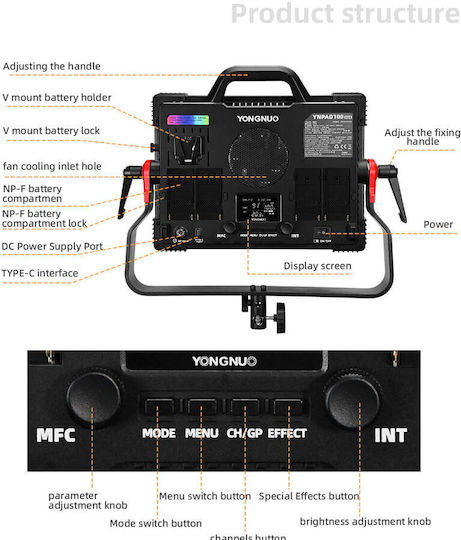 Yongnuo Kit De Iluminare 1 Corp De Iluminat 100W 2000 - 10000K RGB Cu Softbox