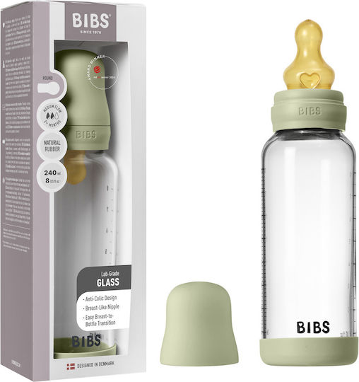 Bibs Σετ Γυάλινα Μπιμπερό Κατά των Κολικών με Θηλή Σιλικόνης για 0+ μηνών 240ml