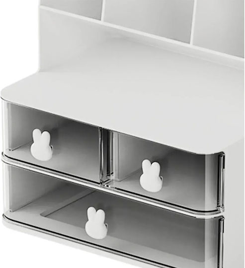 Organizator de Birou Zola 3 Sertare 7 Compartimente Plastic 22.5 X 17 X 30 Cm Alb