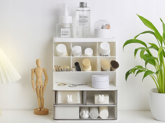 Organizator de Birou Zola 3 Sertare 7 Compartimente Plastic 22.5 X 17 X 30 Cm Alb