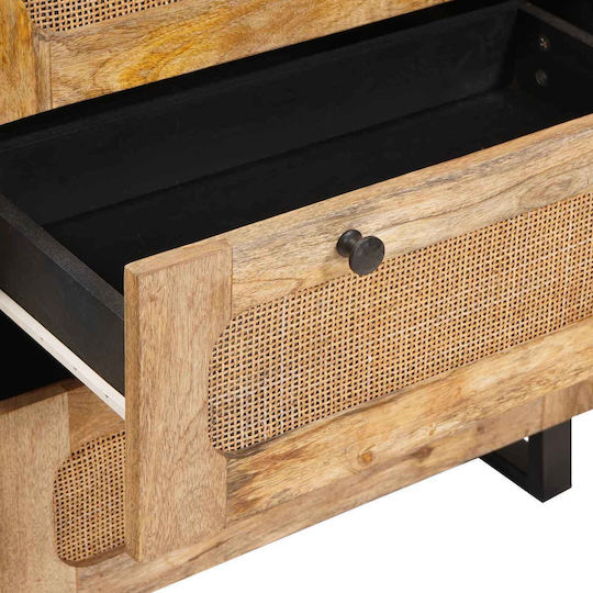 Metallic Chest of Drawers of Solid Wood with 6 Drawers Coffee 60x33x75cm