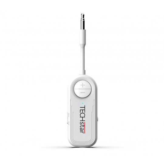 Wireless 2 În 1 Receptor Transmițător Audio Tx Rx Techstar M28 Alb Bluetooth Bt 5.3 Conector Port Audio 3.5mm
