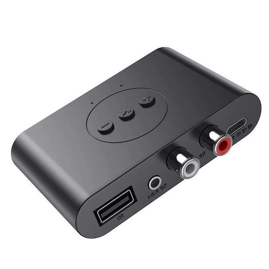Techstar Mm-2 Receptor Transmițător Bluetooth 5.0 Interfață Usb Ieșire Rca Ieșire Aux Conexiune Multipunct Negru