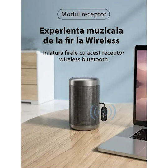 Wireless 2 În 1 Receptor Transmițător Audio Tx Rx Techstar M28 Negru Bluetooth Bt 5.3 Conector Port Audio 3.5mm