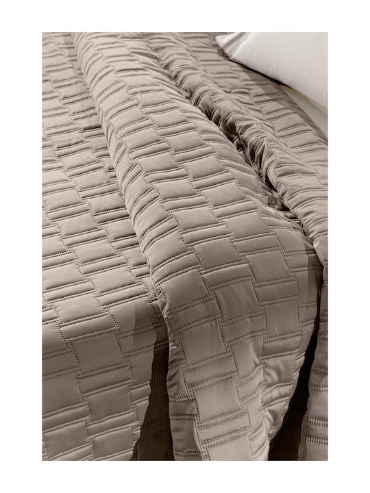 Guy Laroche Brick Set Coverlet Queen Size Microsatin Taupe 250x240cm 3pcs