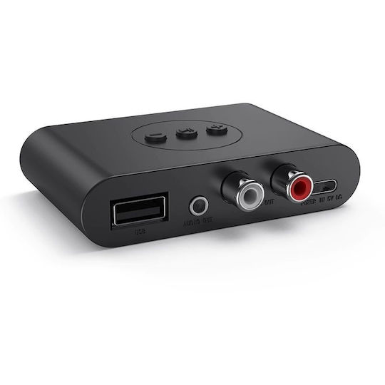 Techstar Mm-2 Receptor Transmițător Bluetooth 5.0 Interfață Usb Ieșire Rca Ieșire Aux Conexiune Multipunct Negru