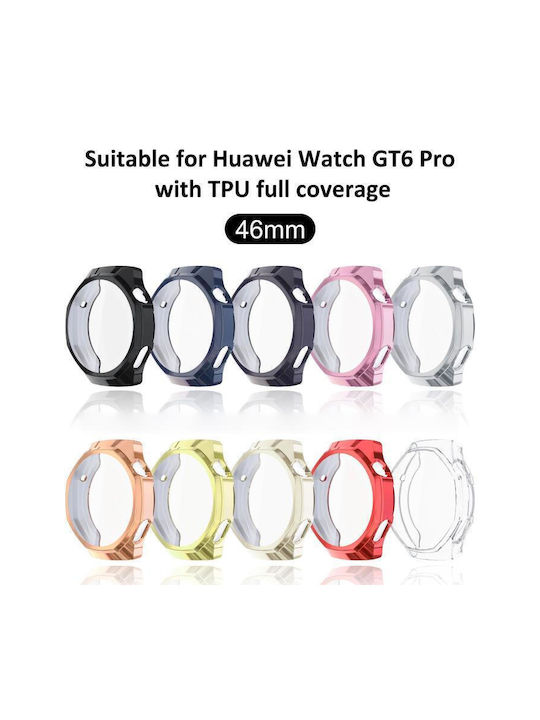 Tempered Film Integrated Силиконов Калъф със Стъкло в Златист цвят за Huawei Watch GT 6 41mm