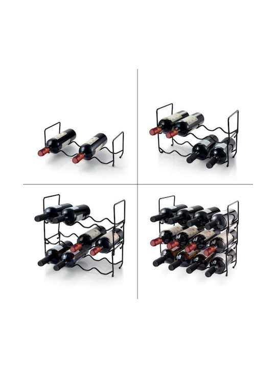 Tabletop Metallic Wine Rack Black 42x13x14cm