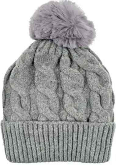 Set with Beanie Knitted in Gray color