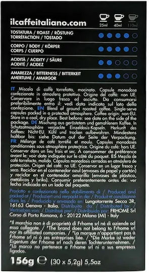 IL Caffe Italiano Kapseln Espresso Milano Kompatibel mit Maschine Nespresso 120Mützen