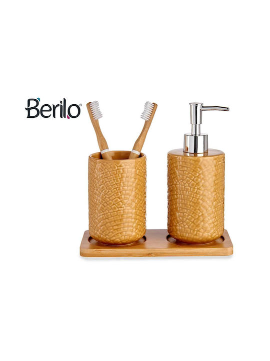 Berilo Badezimmer-Accessoire-Set Keramik Braun 2Stück