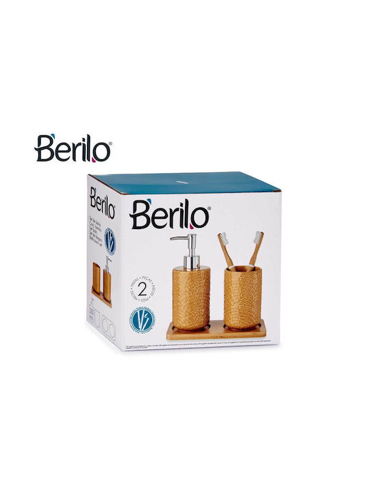Berilo Badezimmer-Accessoire-Set Keramik Braun 2Stück