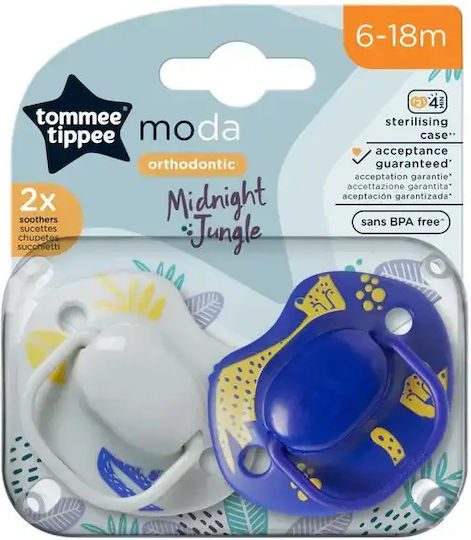 Tommee Tippee Moda Πιπίλες Σιλικόνης Jungle Blue για 6-18 μηνών 2τμχ