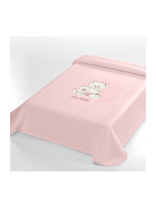 Pierre Cardin Κουβέρτα Ισπανίας Κούνιας Βελουτέ Ροζ Pink 140x110εκ.