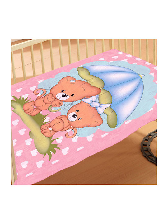 Dimcol Baby Blanket Cot Rainy Bears 110x140cm
