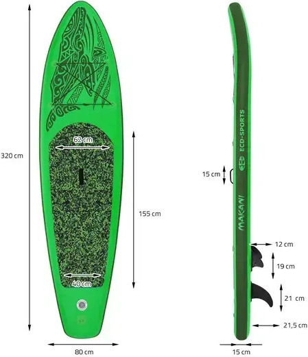 ECD Germany Makani Inflatable SUP Board with Length 3.2m Green