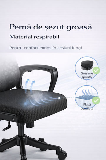 Scaun De Birou Ergonomic Negru Închis