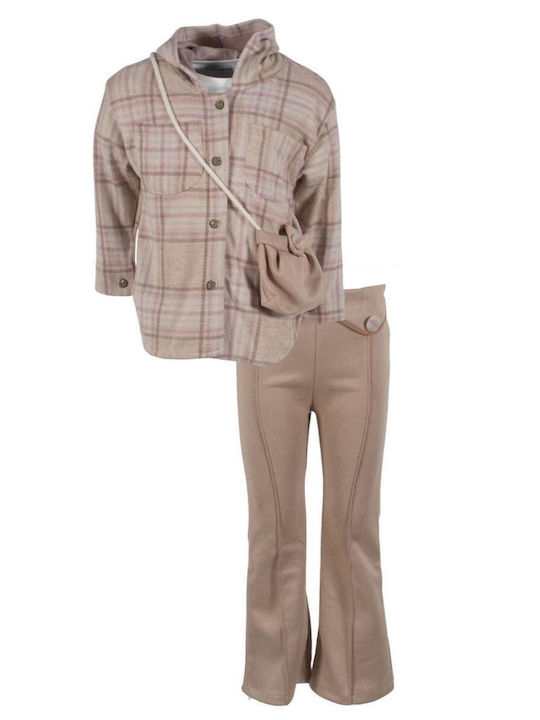 Set pentru copii cu pantaloni Iarnă 3buc Beige