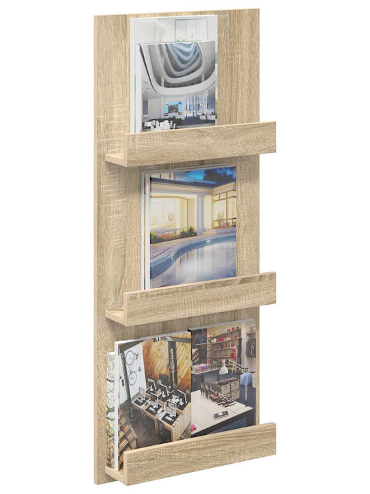 vidaXL PU Magazine Rack Brown 43x11x102cm